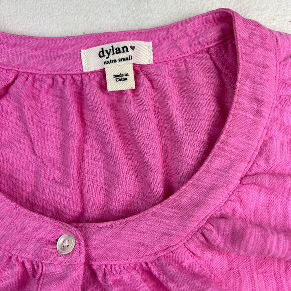 Dylan pink XS short sleeve tee henley flutter sleeve - Picture 3 of 5